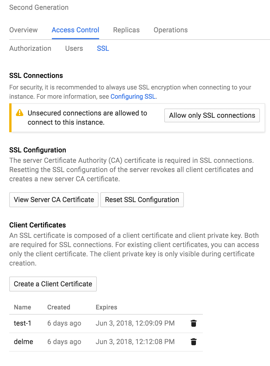 Google Cloud Platform Forcing TLS and Client Certs are different